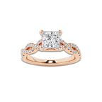 1.25 ctw Princess Lab-Grown Diamond Twisted Shank Engagement Ring in 14K Rose Gold for Women | E Color, VS1 Clarity, IGI Certified 1.00 ct Center Diamond