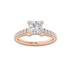 1.39 ctw Princess Lab-Grown Diamond Pave Engagement Ring in 14K Rose Gold for Women | E Color, VS1 Clarity, IGI Certified 1.00 ct Center Diamond