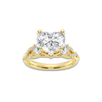 7.61 ctw Heart Lab-Grown Diamond Side Stone Engagement Ring in 14K Yellow Gold for Women | Colorless D, VVS1 Clarity, IGI Certified 7.00 ct Center Diamond