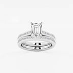 Synergy 2 3/4 ctw Emerald Lab Grown Diamond Baguette and Princess Side Stone Bridal Set 14K White Gold, E, VS1 | IGI Certified, 2 ct Center
