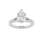 2.83 ctw Pear Lab-Grown Diamond Split Shank Side Stone Engagement Ring in Platinum for Women | Colorless E, VS1 Clarity, IGI Certified 2.50 ct Center Diamond