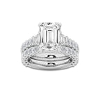 8 1/4 ctw Emerald Lab Grown Diamond Bridal Set Platinum, D, VVS | 5 ct Center