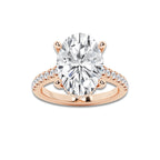 6.44 ctw Oval Lab-Grown Diamond Hidden Halo Side Stone Engagement Ring in 18K Rose Gold for Women | Colorless D, VVS1 Clarity, IGI Certified 6.00 ct Center Diamond