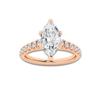 1.91 ctw Marquise Lab-Grown Diamond Pave Engagement Ring in 14K Rose Gold for Women | E Color, VS1 Clarity, IGI Certified 1.50 ct Center Diamond