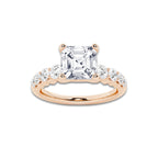 2.04 ctw Asscher Lab-Grown Diamond Side Stone Engagement Ring in 14K Rose Gold for Women | Colorless D, VVS1 Clarity, IGI Certified 1.50 Ct Center Diamond