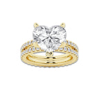 7.22 ctw Heart Lab-Grown Diamond Double Row Diamond Engagement Ring in 14K Yellow Gold for Women | Colorless E, VS1 Clarity, IGI Certified 6.00 ct Center Diamond