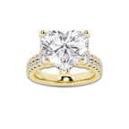 8.96 ctw Heart Lab-Grown Diamond Three Stone Double Row Engagement Ring in 14K Yellow Gold for Women | E Color, VS1 Clarity, IGI Certified 8.00 ct Center Diamond