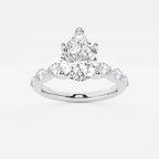 1.91 ctw Pear Lab-Grown Diamond Marquise Side Stone Engagement Ring in 14K White Gold for Women | Colorless E, VS1 Clarity, IGI Certified 1.50 ct Center Diamond
