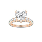 2.54 ctw Heart Lab-Grown Diamond Side Stone Engagement Ring in 14K Rose Gold for Women | Colorless E, VS1 Clarity, IGI Certified 2.00 Ct Center Diamond
