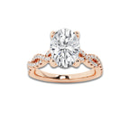 2.25 ctw Oval Lab-Grown Diamond Twisted Shank Engagement Ring in 14K Rose Gold for Women | D Color, VVS1 Clarity, IGI Certified 2.00 ct Center Diamond