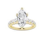 2.04 Ct Marquise Lab-Grown Diamond Half Eternity Engagement Ring in 14K Yellow Gold for Female, Colorless (D), VVS1 Clarity | IGI Certified, 1.50 Ct Center Diamond