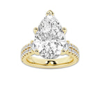8.96 ctw Pear Lab-Grown Diamond Three Stone Double Row Engagement Ring in 14K Yellow Gold for Women | E Color, VS1 Clarity, IGI Certified 8.00 ct Center Diamond