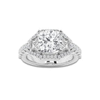 4 1/6 ctw Cushion Lab Grown Diamond Engagement Ring Platinum, E, VS1 | 3 ct Center