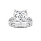 7.22 ctw Heart Lab-Grown Diamond Double Row Diamond Engagement Ring in Platinum for Women | Colorless D, VVS1 Clarity, IGI Certified 6.00 ct Center Diamond