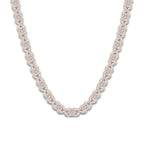 13 1/3 ctw Emerald Lab Grown Diamond Alternating Tennis Necklace 14K Rose Gold, DE, VS1