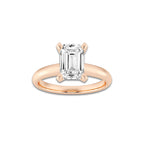 2.00 ctw Emerald Lab-Grown Diamond Minimalist Engagement Ring in 14K Rose Gold for Women | E Color, VS1 Clarity, IGI Certified