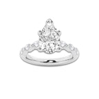 3.48 ctw Pear Lab-Grown Diamond Marquise Side Stone Engagement Ring in 14K White Gold for Women | Colorless E, VS1 Clarity, IGI Certified 3.00 ct Center Diamond