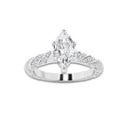 1.19 ctw Marquise Lab-Grown Diamond Twisted Band Engagement Ring in Platinum for Women | Colorless E, VS1 Clarity, IGI Certified 0.75 ct Center Diamond