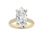 5.35 ctw Marquise Lab-Grown Diamond Hidden Halo Side Stone Engagement Ring in 18K Yellow Gold for Women | Colorless D, VVS1 Clarity, IGI Certified 5.00 ct Center Diamond