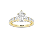 1.54 ctw Pear Lab-Grown Diamond Side Stone Engagement Ring in 14K Yellow Gold for Women | Colorless D, VVS1 Clarity, IGI Certified 1.00 Ct Center Diamond
