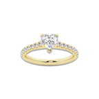 1.14 ctw Heart Lab-Grown Diamond Pave Engagement Ring in 14K Yellow Gold for Women | E Color, VS1 Clarity, IGI Certified 0.75 ct Center Diamond