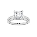 3.04 ctw Asscher Lab-Grown Diamond Side Stone Engagement Ring in Platinum for Women | Colorless D, VVS1 Clarity, IGI Certified 2.50 Ct Center Diamond