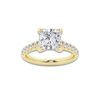 3.40 ctw Princess Lab-Grown Diamond Pave Engagement Ring in 14K Yellow Gold for Women | D Color, VVS1 Clarity, IGI Certified 3.00 ct Center Diamond