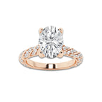 1.94 ctw Oval Lab-Grown Diamond Twisted Band Engagement Ring in 14K Rose Gold for Women | Colorless D, VVS1 Clarity, IGI Certified 1.50 ct Center Diamond
