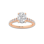 1.39 ctw Oval Lab-Grown Diamond Pave Engagement Ring in 14K Rose Gold for Women | E Color, VS1 Clarity, IGI Certified 1.00 ct Center Diamond
