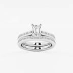 Synergy 1 3/4 ctw Emerald Lab Grown Diamond Baguette and Princess Side Stone Bridal Set 14K White Gold, E, VS1 | IGI Certified, 1 ct Center