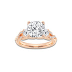 5.61 ctw Cushion Lab-Grown Diamond Side Stone Engagement Ring in 14K Rose Gold for Women | Colorless D, VVS1 Clarity, IGI Certified 5.00 ct Center Diamond