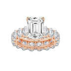 Georgia 10 ctw Emerald Lab Grown Diamond Eternity Engagement Ring 14K Rose Gold, D, VVS | IGI Certified, 5 ct Center