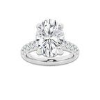 6.55 ctw Oval Lab-Grown Diamond Pave Engagement Ring in 14K White Gold for Women | E Color, VS1 Clarity, IGI Certified 6.00 ct Center Diamond