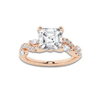 Bella 1 1/8 ctw Asscher Lab Grown Diamond Marquise Vine Engagement Ring 14K Rose Gold, E, VS1 | 3/4 ct Center