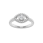 1/2 ctw Round Lab Grown Diamond Evil Eye Ring Platinum, DE, VS1 | 1/5 ct Center