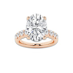 6.66 Ct Oval Lab-Grown Diamond Half Eternity Engagement Ring in 14K Rose Gold for Female, Colorless (E), VS1 Clarity | IGI Certified, 6.00 Ct Center Diamond