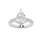 2.76 ctw Pear Lab-Grown Diamond Hidden Halo Side Stone Engagement Ring in Platinum for Women | Colorless E, VS1 Clarity, IGI Certified 2.50 ct Center Diamond