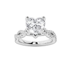 1.75 ctw Heart Lab-Grown Diamond Twisted Shank Engagement Ring in 14K White Gold for Women | D Color, VVS1 Clarity, IGI Certified 1.50 ct Center Diamond
