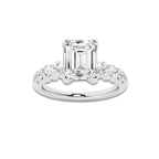 2.54 ctw Emerald Lab-Grown Diamond Side Stone Engagement Ring in Platinum for Women | Colorless E, VS1 Clarity, IGI Certified 2.00 Ct Center Diamond