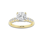 3.04 ctw Cushion Lab-Grown Diamond Side Stone Engagement Ring in 14K Yellow Gold for Women | Colorless D, VVS1 Clarity, IGI Certified 2.50 Ct Center Diamond