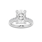 5.43 ctw Radiant Lab-Grown Diamond Pave Engagement Ring in Platinum for Women | E Color, VS1 Clarity, IGI Certified 5.00 ct Center Diamond