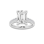 5.43 ctw Emerald Lab-Grown Diamond Pave Engagement Ring in 14K White Gold for Women | D Color, VVS1 Clarity, IGI Certified 5.00 ct Center Diamond
