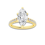 2.41 ctw Marquise Lab-Grown Diamond Pave Engagement Ring in 14K Yellow Gold for Women | D Color, VVS1 Clarity, IGI Certified 2.00 ct Center Diamond