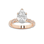 3.44 ctw Pear Lab-Grown Diamond Twisted Band Engagement Ring in 14K Rose Gold for Women | Colorless D, VVS1 Clarity, IGI Certified 3.00 ct Center Diamond