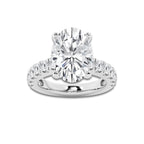 8.00 ctw Oval Lab-Grown Diamond Split-Prong Set Side Stone Engagement Ring in 14K White Gold for Women | Colorless E, VS1 Clarity, IGI Certified 7.00 ct Center Diamond