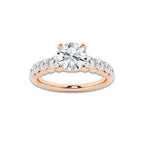 1.54 ctw Round Lab-Grown Diamond Side Stone Engagement Ring in 14K Rose Gold for Women | Colorless D, VVS1 Clarity, IGI Certified 1.00 Ct Center Diamond