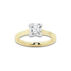 1 1/2 ctw Asscher Lab Grown Diamond Solitaire Engagement Ring 14K Two-Tone White & Yellow Gold, E, VS1 | 1 1/2 ct Center