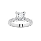 7.42 ctw Asscher Lab-Grown Diamond Twisted Band Engagement Ring in 14K White Gold for Women | Colorless D, VVS1 Clarity, IGI Certified 7.00 ct Center Diamond