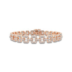 1 7/8 ctw Round Lab Grown Diamond Hexagon Shape Open Link Bracelet - 7 Inches 14K Rose Gold, DE, VS1