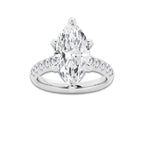 5.43 ctw Marquise Lab-Grown Diamond Pave Engagement Ring in 14K White Gold for Women | D Color, VVS1 Clarity, IGI Certified 5.00 ct Center Diamond
